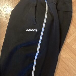 Adidas Black Track Pants with White Stripe